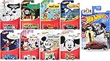 9 Hot Wheels Disney Pack Mickey Mouse & Cruella De Vil Character Series Exclusive 8 Cartoon Car Set + 101 Dalmations Screen Time Pack Bundle
