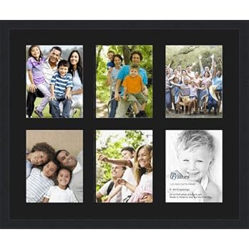 Art to Frames Double-Multimat-1055-89/89-FRBW26079 Collage Photo Frame Double Mat with 6-8x10 Openings and Satin Black Frame