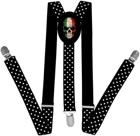 Suspenders Flag Skull For Boys Adjustable Elastic Blue Black Red One Inch Wedding