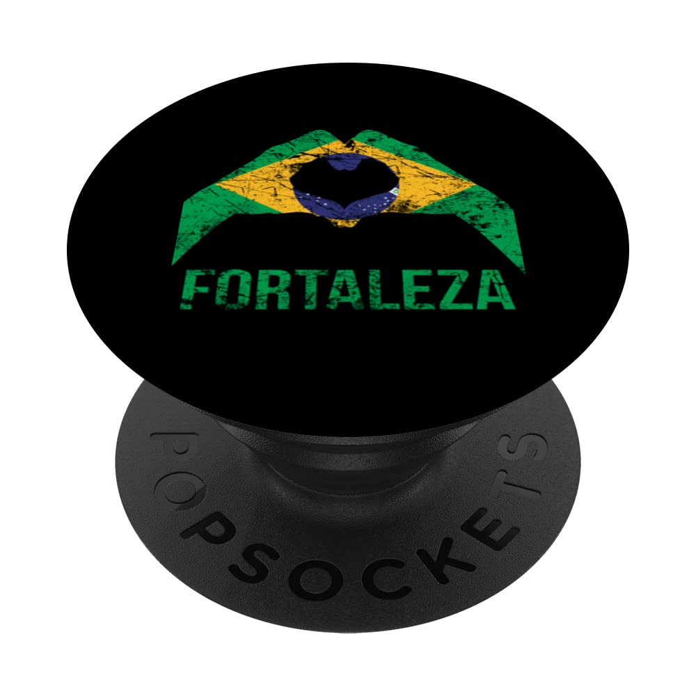 Fortaleza Brazilian City Love Vintage Brazil Flag PopSockets Swappable PopGrip
