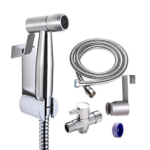 Vataler Adjustable Trigger Handheld Cloth Diaper Sprayer For Toilet, Brushed Finished Hygienic Toilet Bidet Water Cleaner & No Leakage 304 Stainless Steel Hose & Solid Brass T-Valve … - Thumbnail 7
