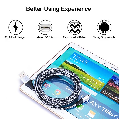 PS4 Micro USB Cable, CIQILY 5-Pack 6ft Long Nylon Braided 2.0 USB Android Cable Sync and Charging USB Cord for Samsung Galaxy S3/S4/S6 Edge S7, Note 4 5, HTC, LG,Tablet, Xbox One, PS 4 Pro