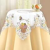 Embroidered Easter Basket Table Linens, Multi, Square