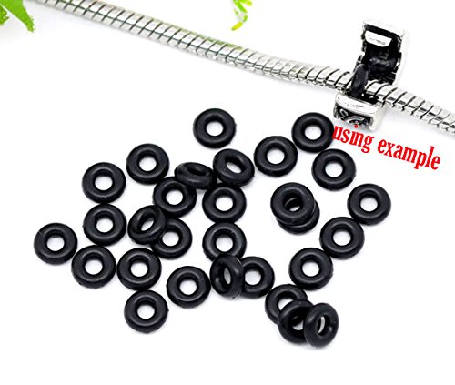 500 x Black Rubber/Silicone Beads Stopper 6mm Rings for Bracelets Jewellery Craft Making