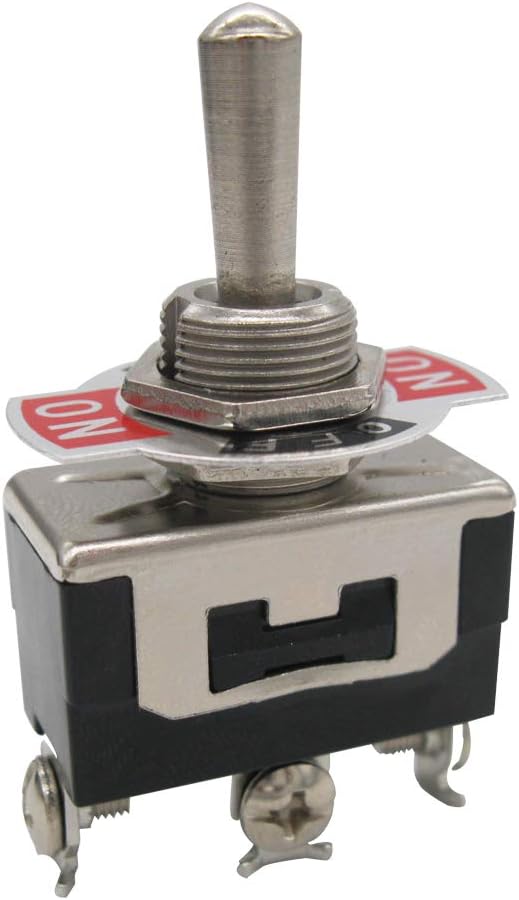 mxuteuk 3pcs Heavy Duty Momentary Rocker Toggle Switch 16A 250V 20A 125V SPDT (ON)/OFF/(ON) 3 Terminal 3 Position + 5pcs Metal Knob Cover Cap Waterproof - Image 3