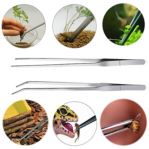 Modiok Aquarium tools, Aquatic Plants Stainless Steel Tool - 4 in 1 Aquascaping Tweezers Scissors Spatula Cleaning Tool Set for Fish Starter Kits & Aquariums Tank Plants Kit - Thumbnail 5