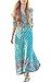 R.Vivimos Women Summer Button Up Floral Print Split Beach Maxi Dresses 4XL Light Green