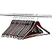 FloridaBrands Wooden Dress Hangers, Mahogany Wood Suit Clothes Hangers with High Grade Extra Smooth Finish & Chrome Hook to Organize Your Wardrobe - (Pack of 16)