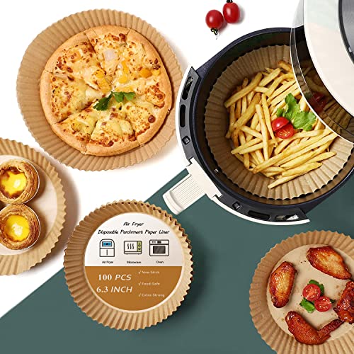 Air Fryer Disposable Liners Paper Round Bowl, 100PCS6.3" Disposable