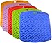 Set of (5) Aarcho Kitchen - Premium Flexible Silicone Pot Holders/Trivets, Durable, Non-slip Pads, Multiple Colors (Red, Green, Orange, Blue, Purple), Garlic Peelers, Spoon Rests, Multiple Uses