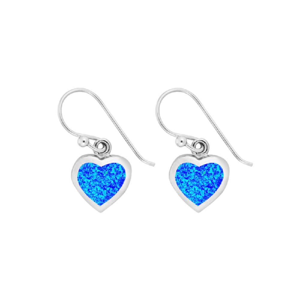 925 Sterling Silver Blue Opal Earrings Fine Gemstones Handmade Jewellery Ethically Sourced Sent Gift Boxed (Hearts) — image 1