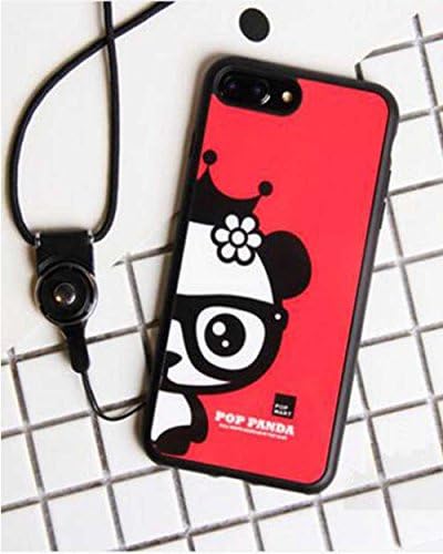 iPhone 7 Plus Case, Ranbio Creative Design Cute Panda Neck Strap Soft Silicone Protective Case for iPhone 7 Plus 5.5 (Red)