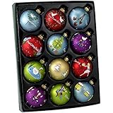 Kurt Adler Twelve Days of Christmas Ball Ornament, 65mm, Set of 12