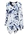 Lock and Love WT1062 Womens V Neck Long Sleeve Tie Dye Handkerchief Hem Tunic L WHITE_NAVY