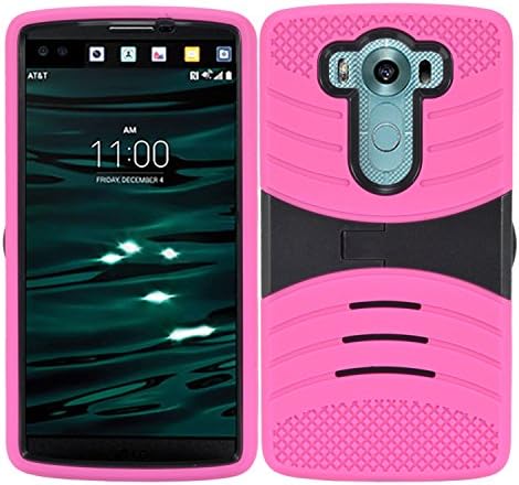 For LG V10 - UCASE Hybrid Heavy Duty Dual Layer with Silicon Rugged Shell Protective Phone Case Cover with Kickstand - Hot Pink UCASE