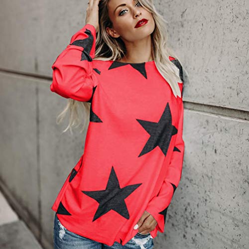Dressin Women's Girl Strapless Star Sweatshirt Long Sleeve Crop Jumper Pullover Tops