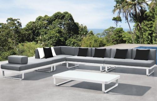 Amazon De Ingarden Modern Lounge Set Weiss Fur Den Aussenbereich Aluminium Metall Modular Sofa Mit Kissen T
