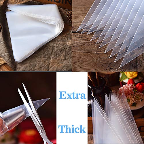 Disposable Piping Bags - Qozary 122 Icing Bags Set - 100 Disposable Pastry Bags & 12 Couplers & 10 Ties – Cupcake/Cake Decorating Supplies Kit for All Sized Tips (16-inch) …