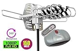 Outdoor Amplified Antenna - 150 Miles Range - 360° Rotation - Wireless Remote