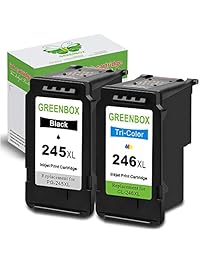 GREENBOX - Cartucho de tinta remanufacturado de repuesto para Canon PG-245XL CL-246XL PG-243 CL-244 de alto rendimiento (1 negro, 1 tri-color), utilizado en Canon PIXMA MX492 MX490 IP2820 MG2420 MG2522 MG2920 MG2922 TS302