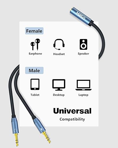 MillSO Headset Splitter, CTIA Male to Female Headphone