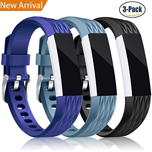 Konikit Fitbit Alta Bands and Fitbit Alta HR Bands(3PACK), Newest Adjustable Sports Strap With Stainless Steel Buckle Replacement WristBands for Fitbit Alta and Fitbit Alta HR, Small&Large