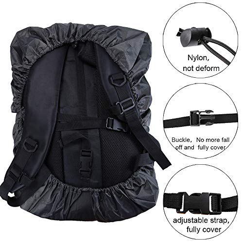 HTB Ultralight Backpack Rain Cover with Portable Storage Pouch, Black Reflective 45-65L Rucksack Rain Cover, Waterproof Protector Bag for Daypack Schoolbag Laptop Pack
