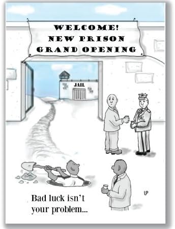 Uncle Pokey Faith Card - Unlucky Grand Opening - Humorous Encouragement in Full Color Art on 100 pound paper with envelope folding to 5"x 7" Sold as a single card