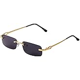JUDOO Retro Rimless Rectangle Sunglasses for Men Women Trendy Frameless Tinted Lens Eyewear