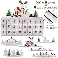 SAND MINE Countdown to Christmas Wooden DIY Advent Calendar with Three Changeable Top Decoration