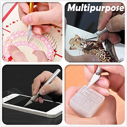 COMIART Precision Cutter Utility and Hobby Knife, 1 Pcs Solid Metal Craft Pen Knife with 36 Pcs Premium Grade Blades for Art, Hobby, Sculpture, Scrapbooking, Fine Point, Repair DTY - Thumbnail 6