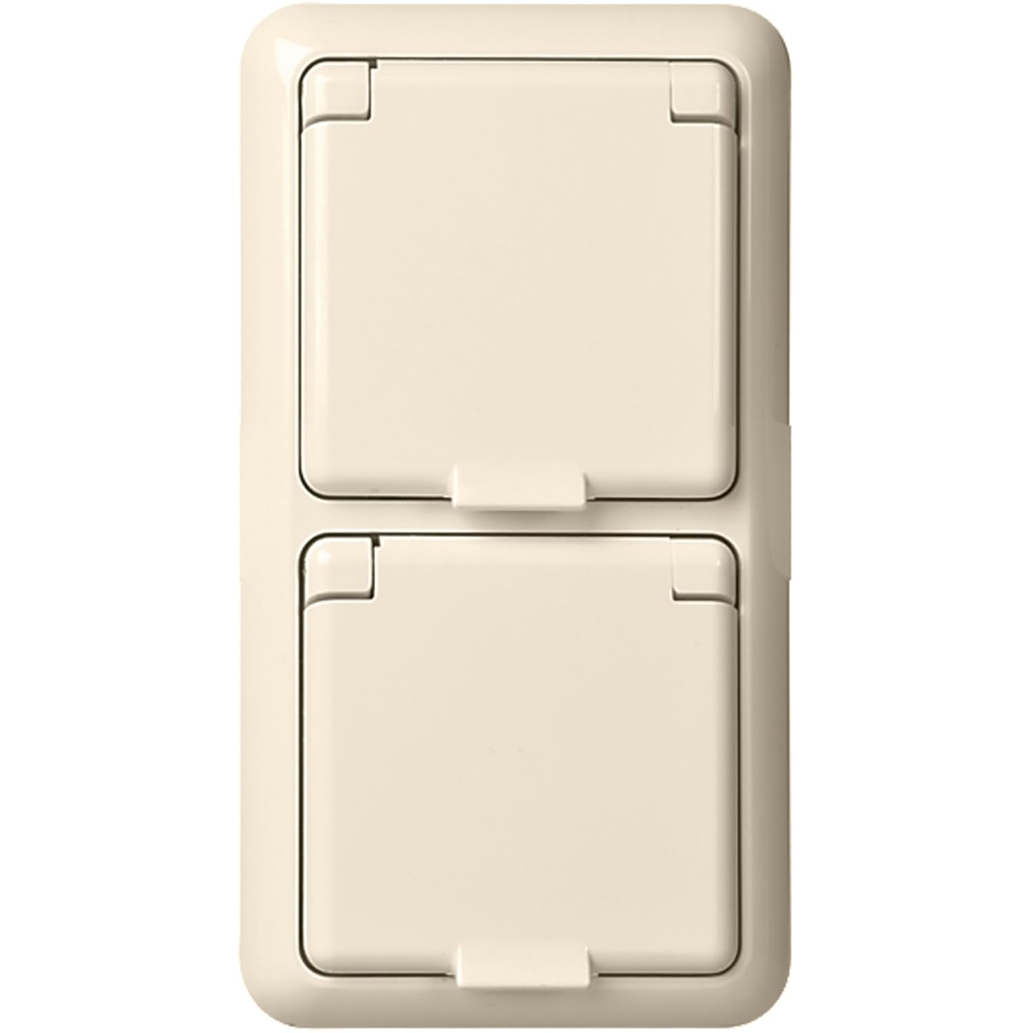 Elso 225414 Socket Hinged Lid 2-Way Complete 16A Fashion, IP44, Earthing Contact Socket, Plug Terminal, Pure White, Made in Gemany