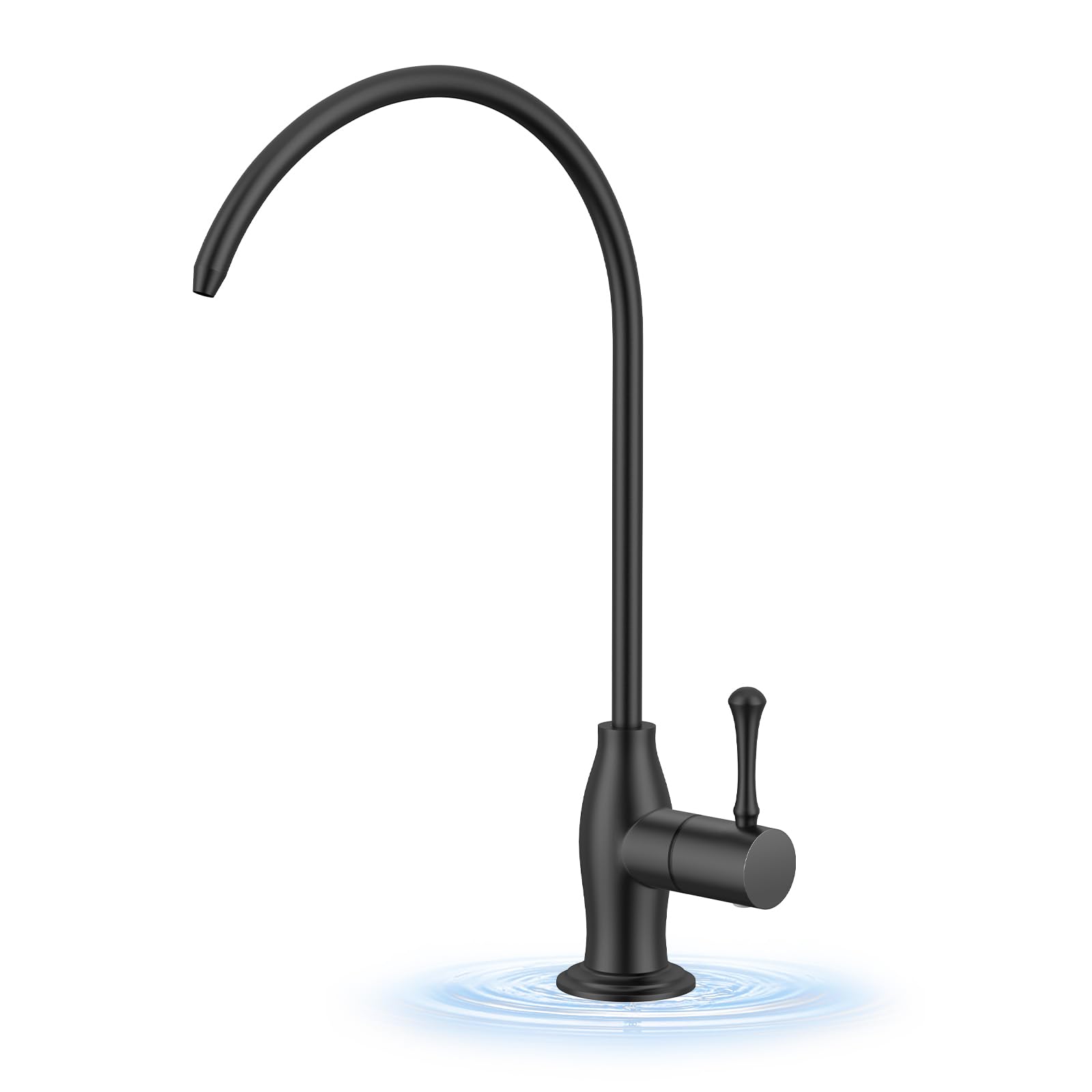 WEWE Vintage Drinking Water Faucet, Lead-Free Stainless Steel Kitchen Water Filter Faucet for Reverse Osmosis System, Non-Air Gap RO Beverage Faucet, Matte Black Image