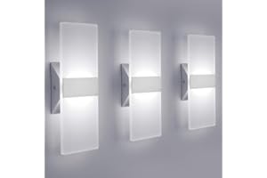 CHANGM LED Wall Sconce Modern Wall Light Lamps 12W Cool White 6000K Up and Down Indoor Acrylic Lighting Fixture for Living Room Bedroom Hallway Conservatory Home Room Decor Not Dimmable No Plug(3 Pack)