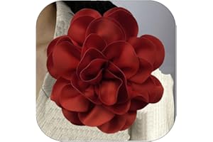 ZZ ZINFANDEL 19mm Extra Large Rose Flower Brooches Lapel Pins Dainty Satin Fabric Brooches Big Camellia Flower Brooch Pin for Women Wedding Part Dance Clothes Accessories Jewelry Gifts