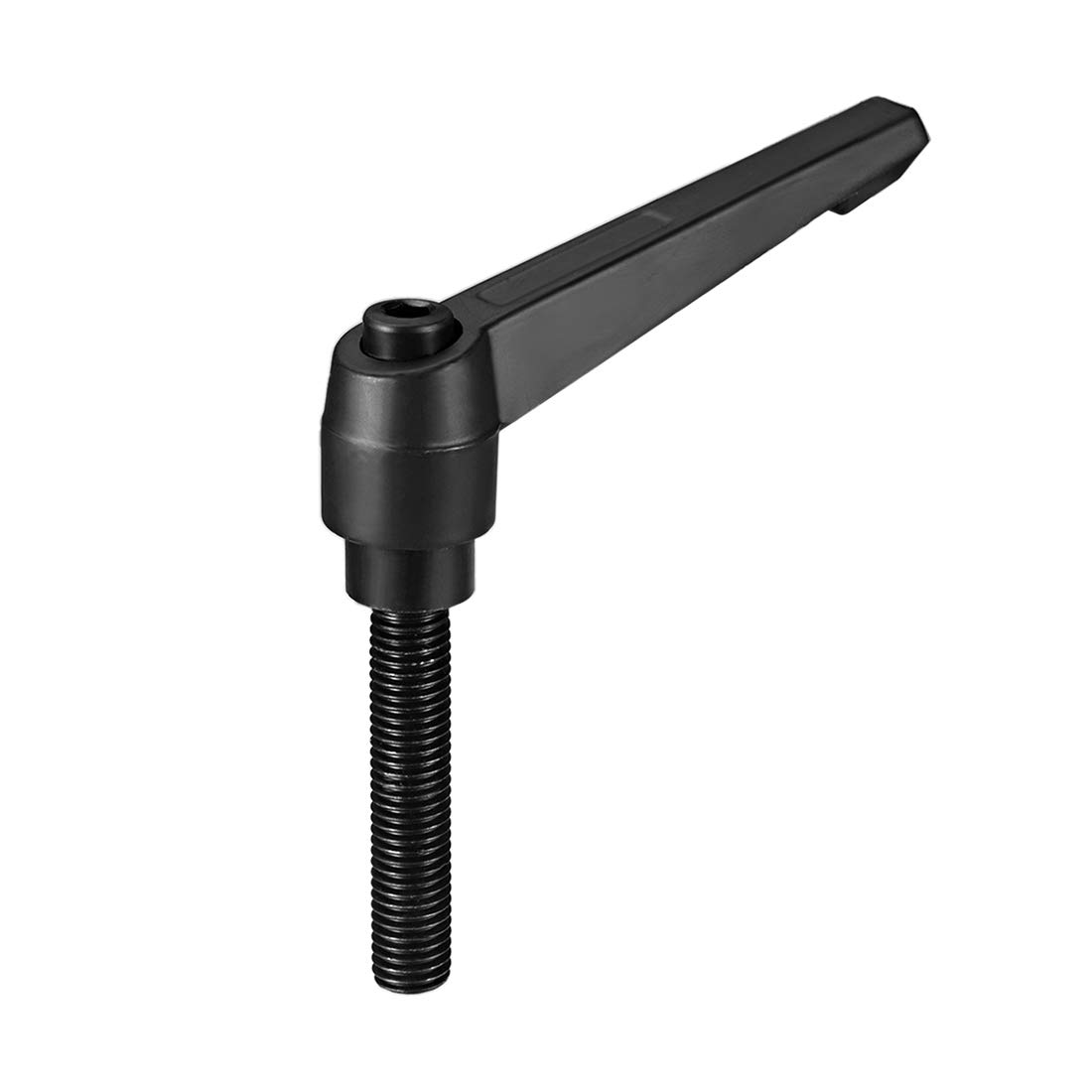 sourcing map M12 x 60mm Handle Adjustable Clamping Lever Thread Push Button Ratchet Male Threaded Stud Knobs Locking Rotating Screw Handles Quick Release Bolt Black