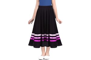 FEESHOW Girls Ballet Character Circle Skirt Rad Style Liturgical Full Long Circle Dance Skirt Lyrical Praise wear Dress