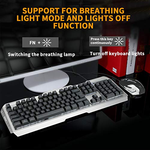 INTSUN Gaming Keyboard Mouse Combo, Waterproof USB Wired Floating Keyboard and Mouse Set, Programmable 6 Button Gaming Mouse, 7-Breathing LED Light Mechanical Feel Keyboard Kit for Windows Mac Game - Thumbnail 4