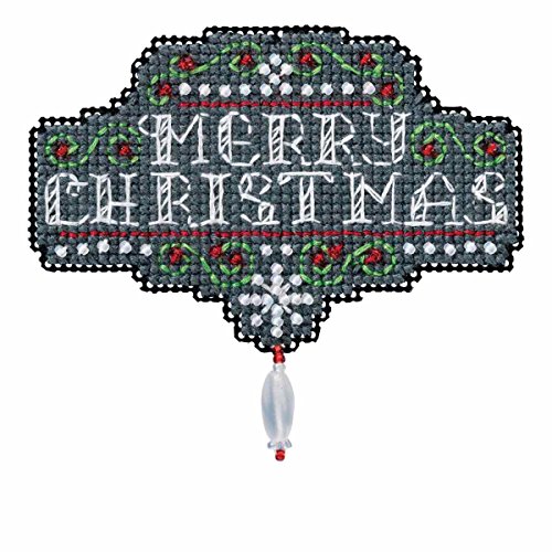 Chalkboard Christmas Beaded Counted Cross Stitch Christmas Ornament Kit Mill Hill 2016 Winter Holiday MH181634