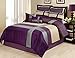 8 Piece Dorsey Patchwork Bed in a Bag Comforter Set Purple (Queen)
