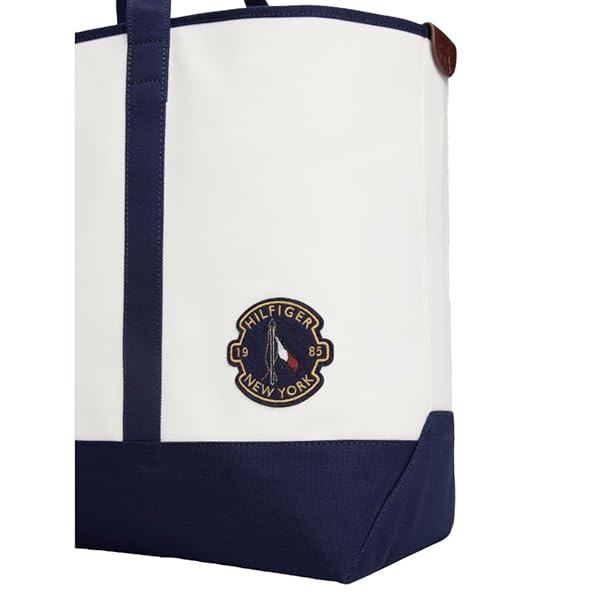 TOMMY HILFIGER MENS SUMMER TOTE, WHITE/PREPPY NAVY
