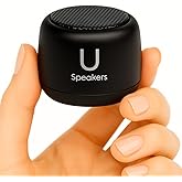 Fashionit U Micro - Small Bluetooth Speaker | Coin-Sized Speakers Bluetooth Wireless with Built-in Mic & Remote Shutter | Portable Rich Sound for Travel, Shower, Beach | Black