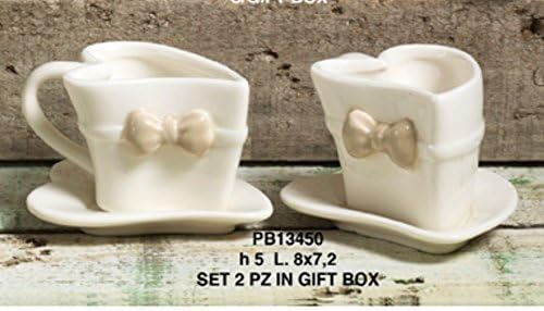 Series Papillon Cream set x2 cups caff heart ceramic canned gift