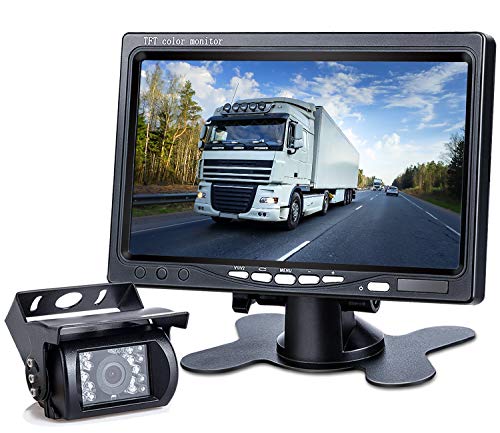 DVKNM Upgrade Backup Camera Monitor Kit,1280X720P HD,IP69 Waterproof Rearview Reversing Rear View Camera 7'' LCD Reversing Monitor Truck/Semi-Trailer/Box Truck/RV - HD Transmission, Four-pin - (TZ101)