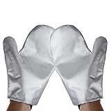 Garment Steamer Ironing Gloves Mitt Tingtio Anti Steam Gloves Durable Heat Resistant Waterproof Protective Ironing Glove for Garment Steamer Silver-1 Pair