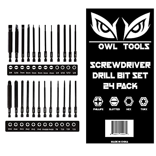 4" Long Screwdriver Drill Bit Set (24 Pack with Storage Case) Set
