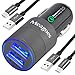Meagoes Fast USB C Car Charger, Qualcomm Quick Charge 3.0 Port Charging Adapter Compatible for Samsung Galaxy S20 Ultra/S20 Plus/S20/S10/S10e/S9/S8, Note 10/9/8, LG Moto Phone, with 2-Pack Type C Cord