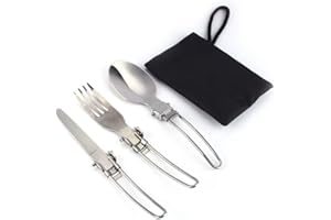 Stylebest Portable Stainless Steel Camping Picnic Cutlery Set with Folding Knife, Fork, Spoon, Travel Outdoor Tableware Set i