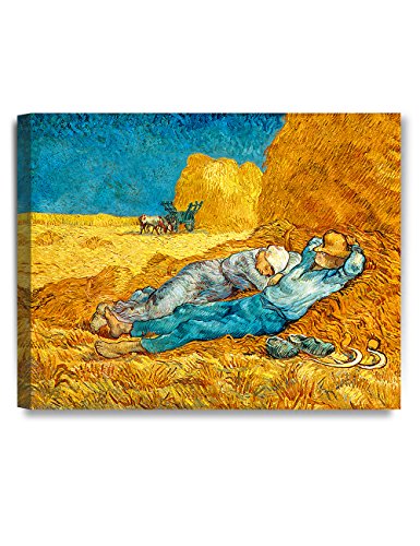 DECORARTS - Noon: Rest from Work, Vincent Van Gogh Art Reproduction. Giclee Canvas Prints Wall Art for Home Decor 20x16