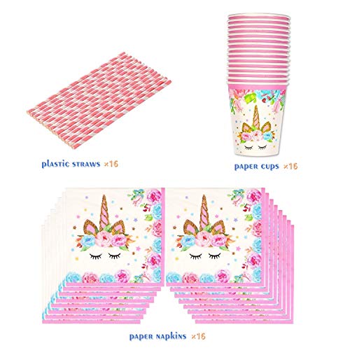 image for Comfy Mee Unicorn Themed Birthday Party Supplies Set | Disposable Unic